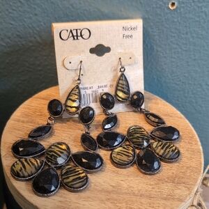 Cato Black and Yellow Statement Earrings